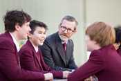 Mr J Towers, Headmaster, with boys at Homefield Prep School